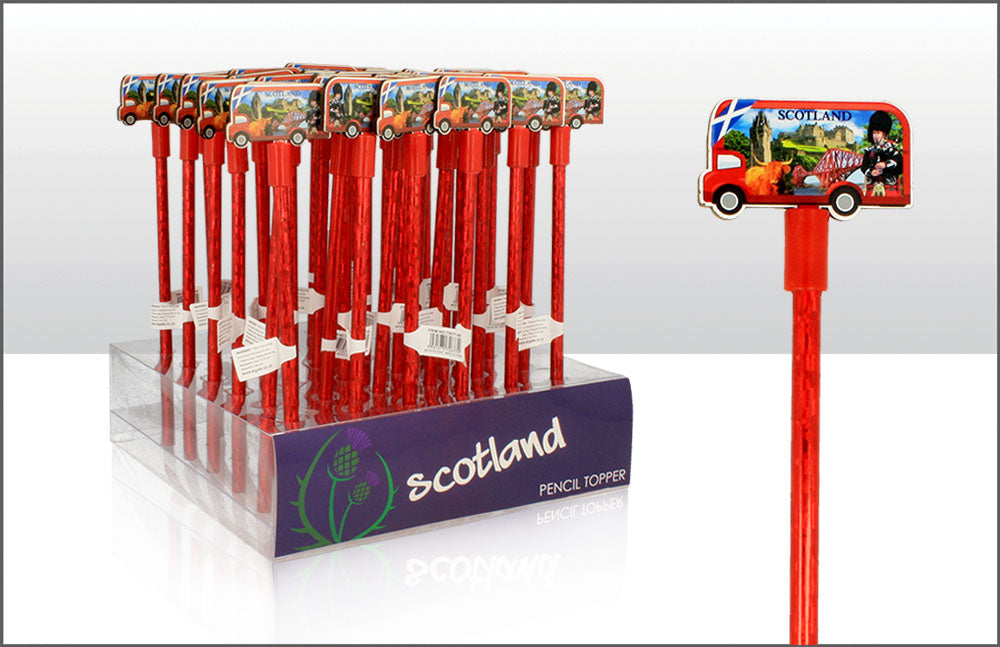 Scotland Bus Wood Pencil Topper