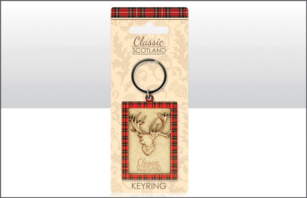 Classic Scotland Stag Wood Keyring