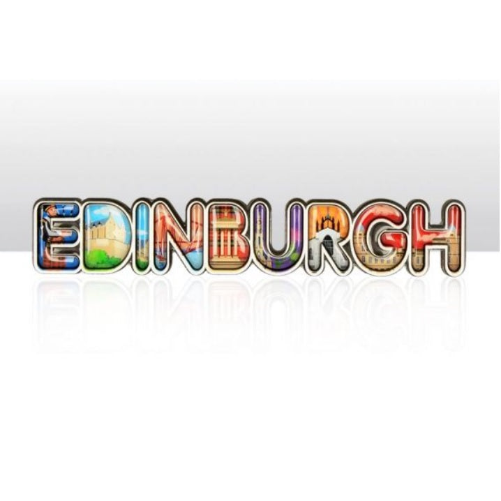 Edinburgh Montage Lettering Wood Magnet