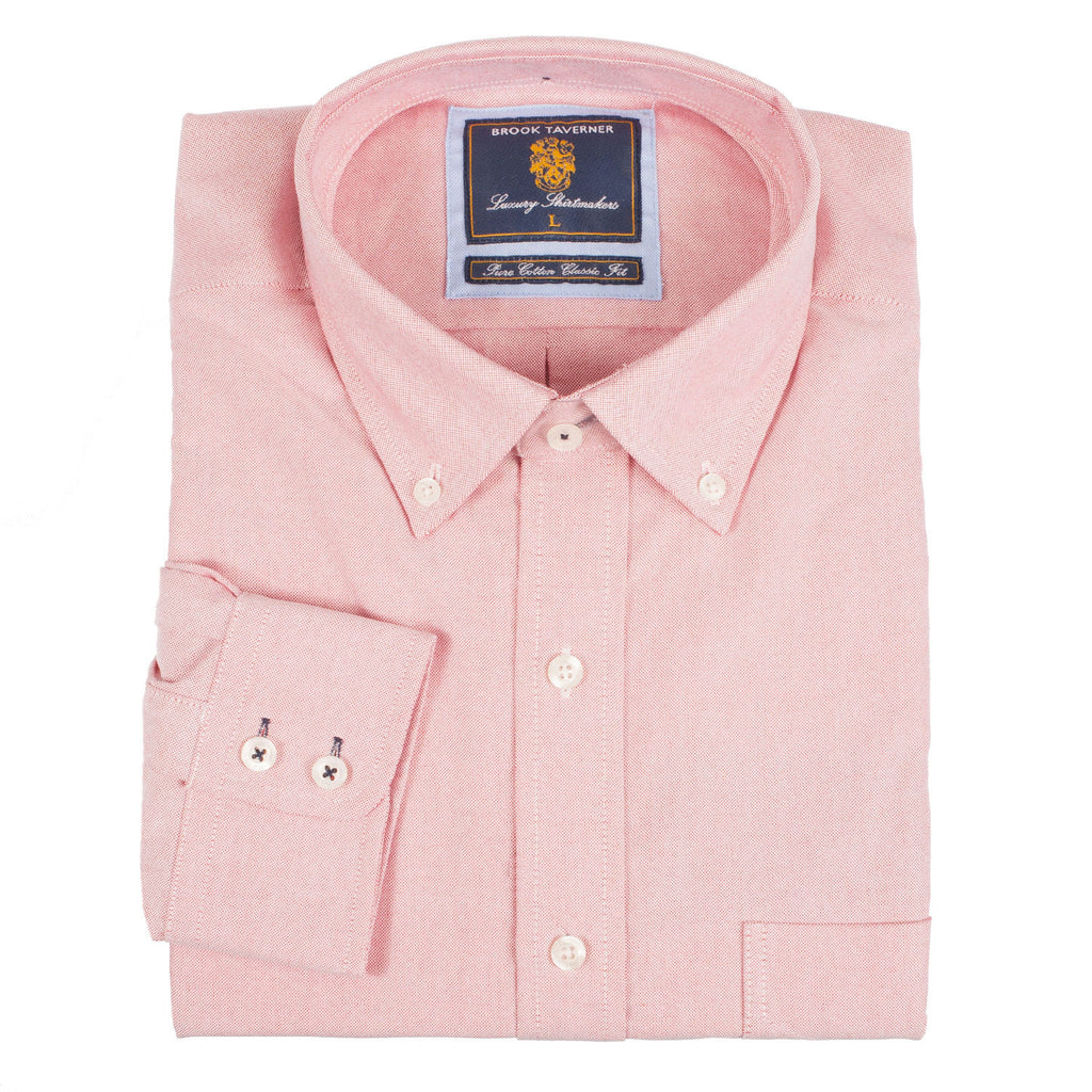 Men's Red Cotton Oxford Shirt