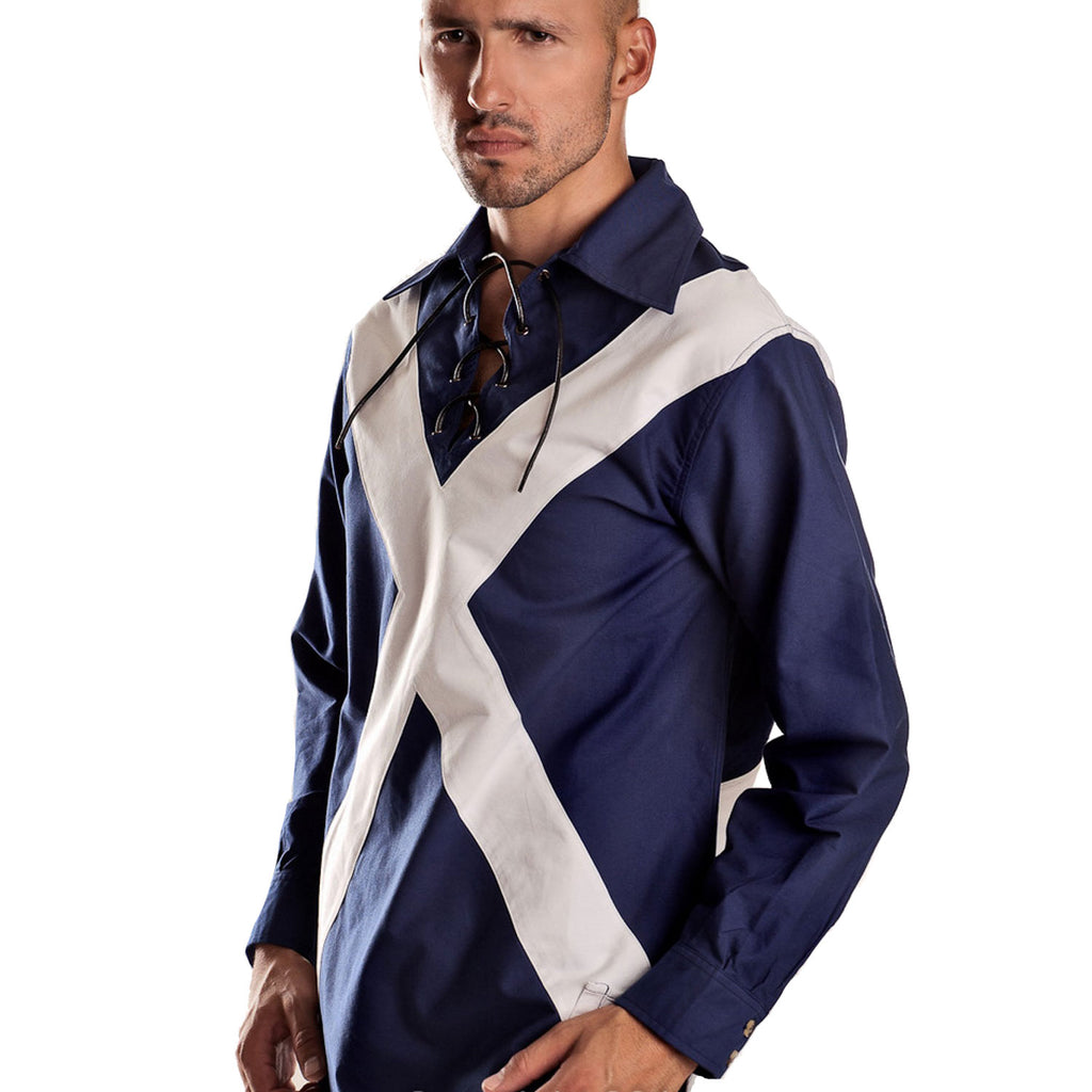 Gents Ghillie Shirts Saltire Navy