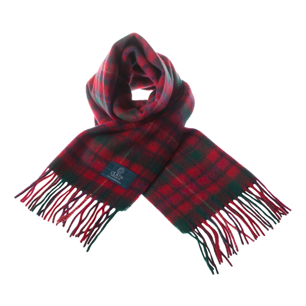 Lambswool Scottish Tartan Clan Scarf  Mackinnon Red