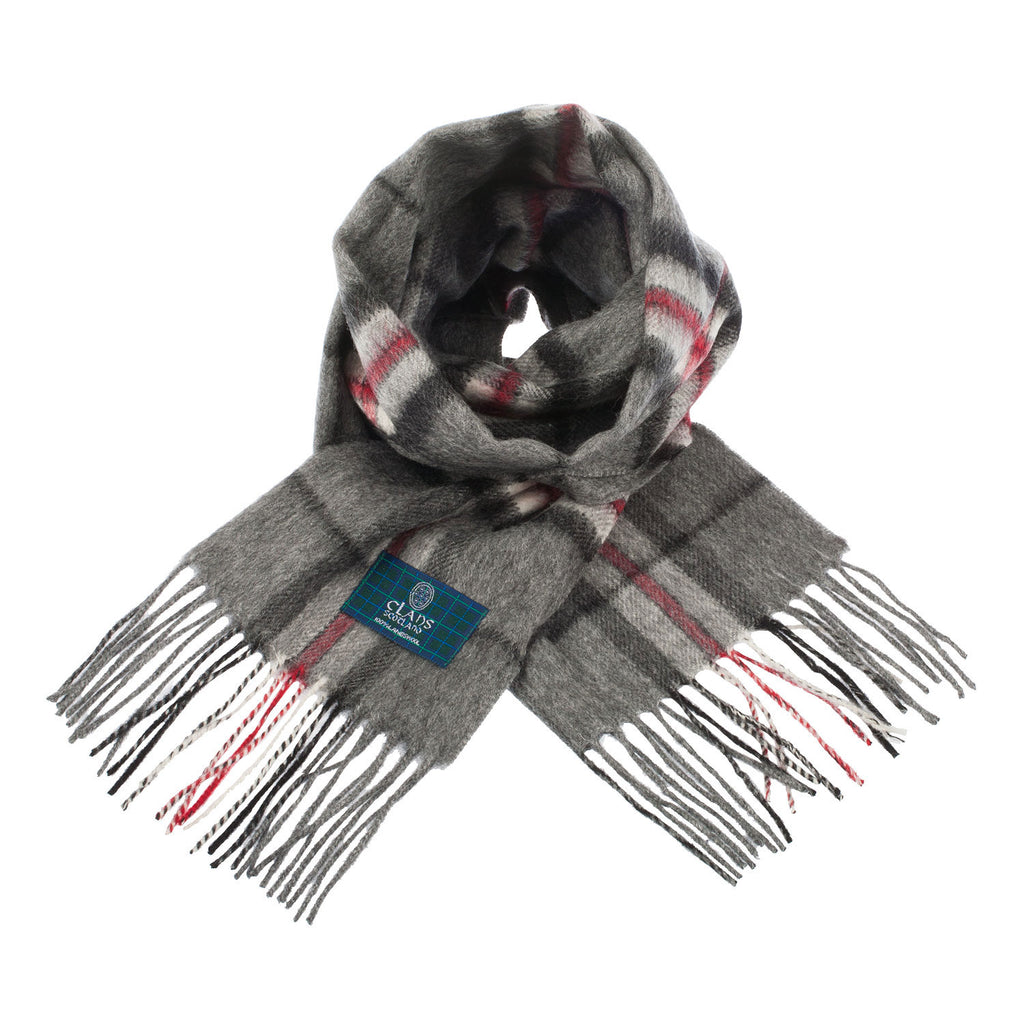 Lambswool Scottish Tartan Clan Scarf  Thomson Grey