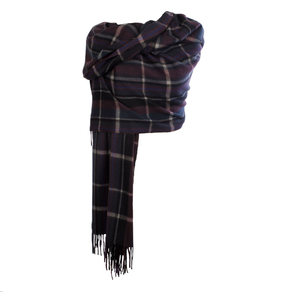 Edinburgh Cashmere Stole  Blue/Brown Design 2