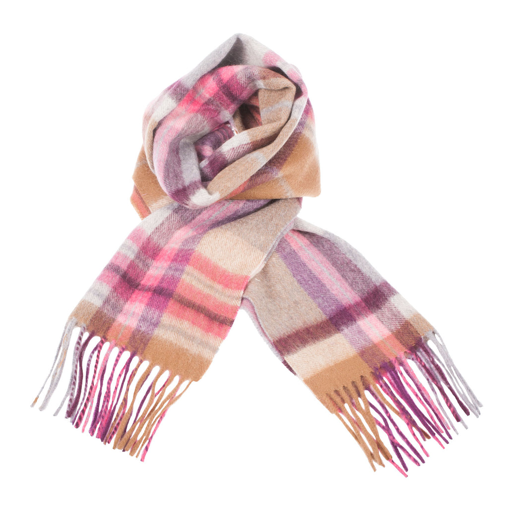 Edinburgh Cashmere Scarf  Molton Check - Pink Bronze