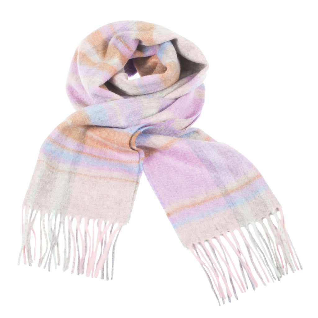 Edinburgh Cashmere Scarf  Newlan Check Pink/Aqua