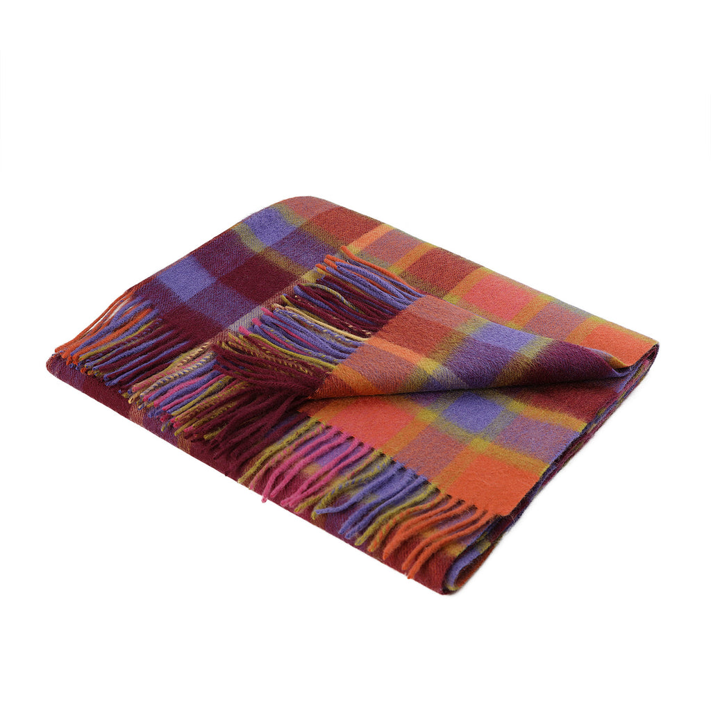 Edinburgh Lambswool Stole Artillery Check Fuchsia