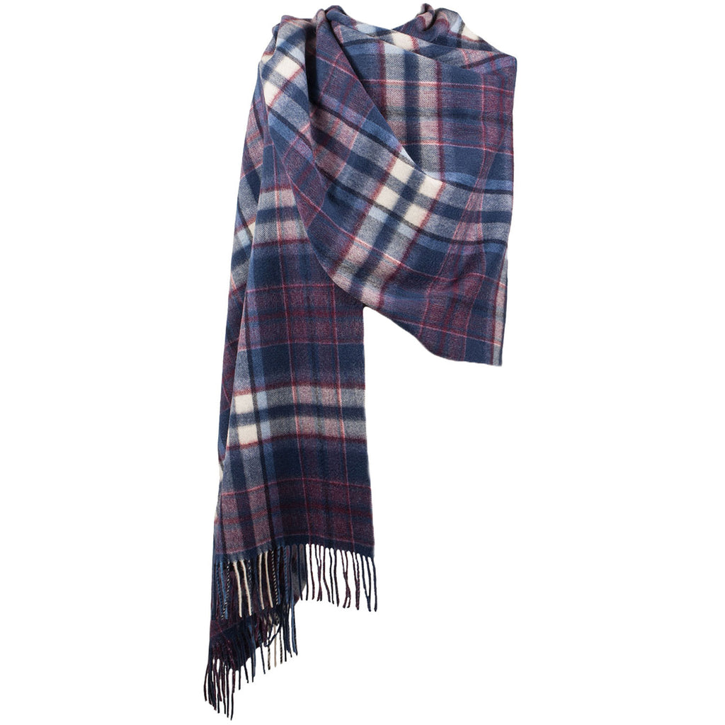 Edinburgh Lambswool Stole  Henold - True Navy/White/Dk Red