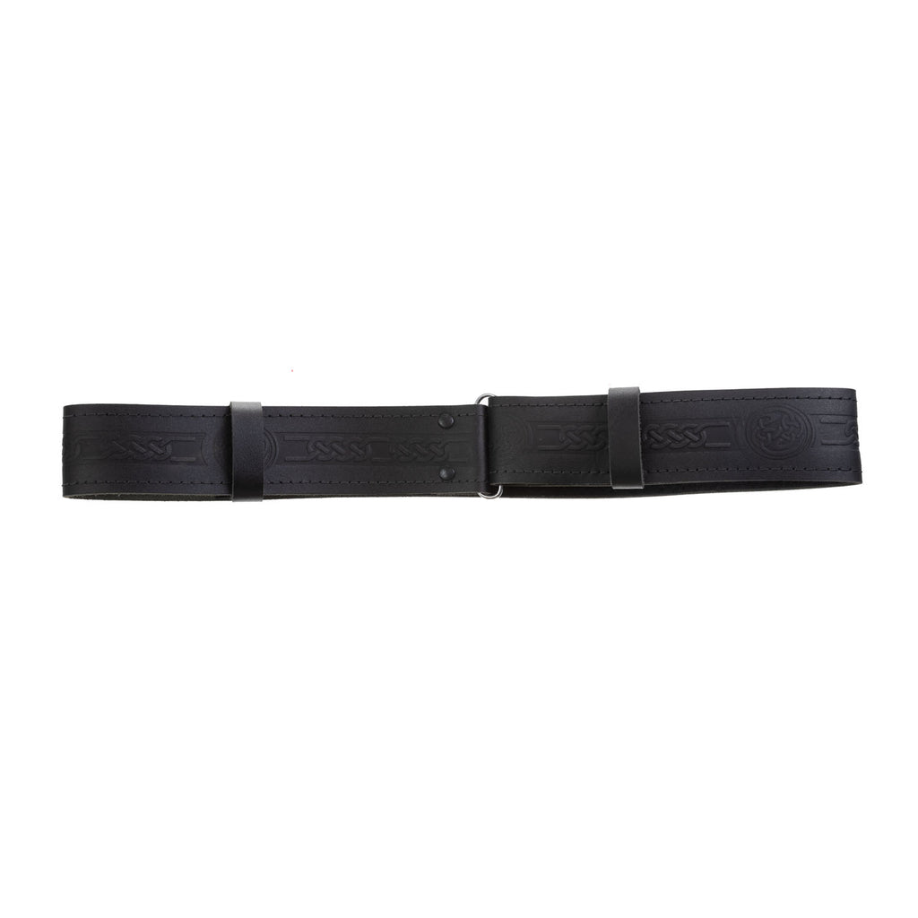 Gent's Leather Kilt Belt, Celtic Circle Embossed