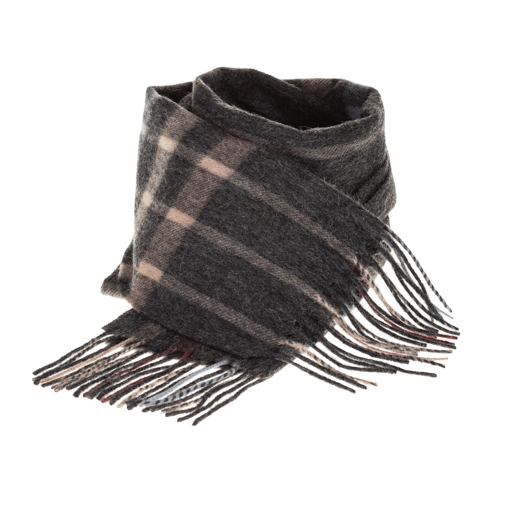 Edinburgh 100% Lambswool Scarf  Oversized Check Taupe