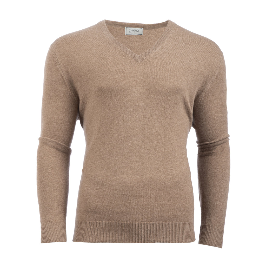 Men's Dunedin Cashmere 100% Cashmere V  Light Brown