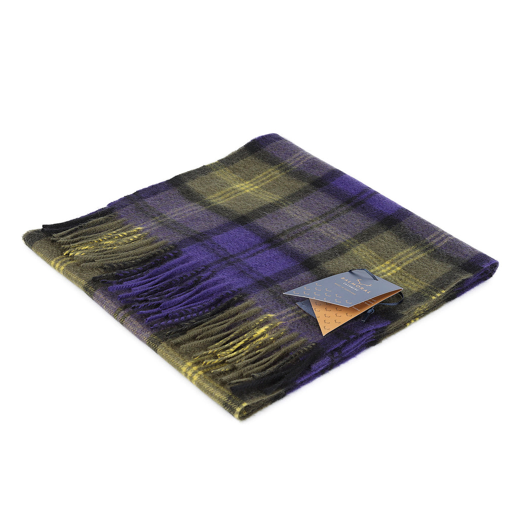 100% Cashmere Woven Scarf Dalton Blue/Yellow Check