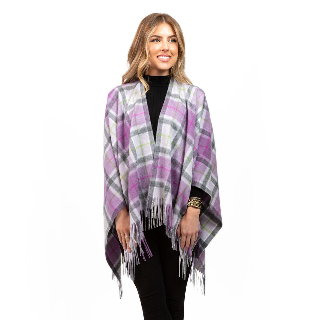 Edinburgh Cashmere Mini Cape  Light Purple Check