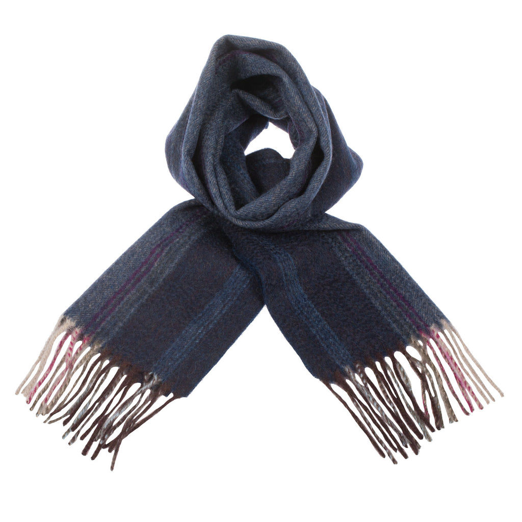 Lyle & Scott 100% Cashmere Scarf  Lonen Stripe - Charcoal/Ice