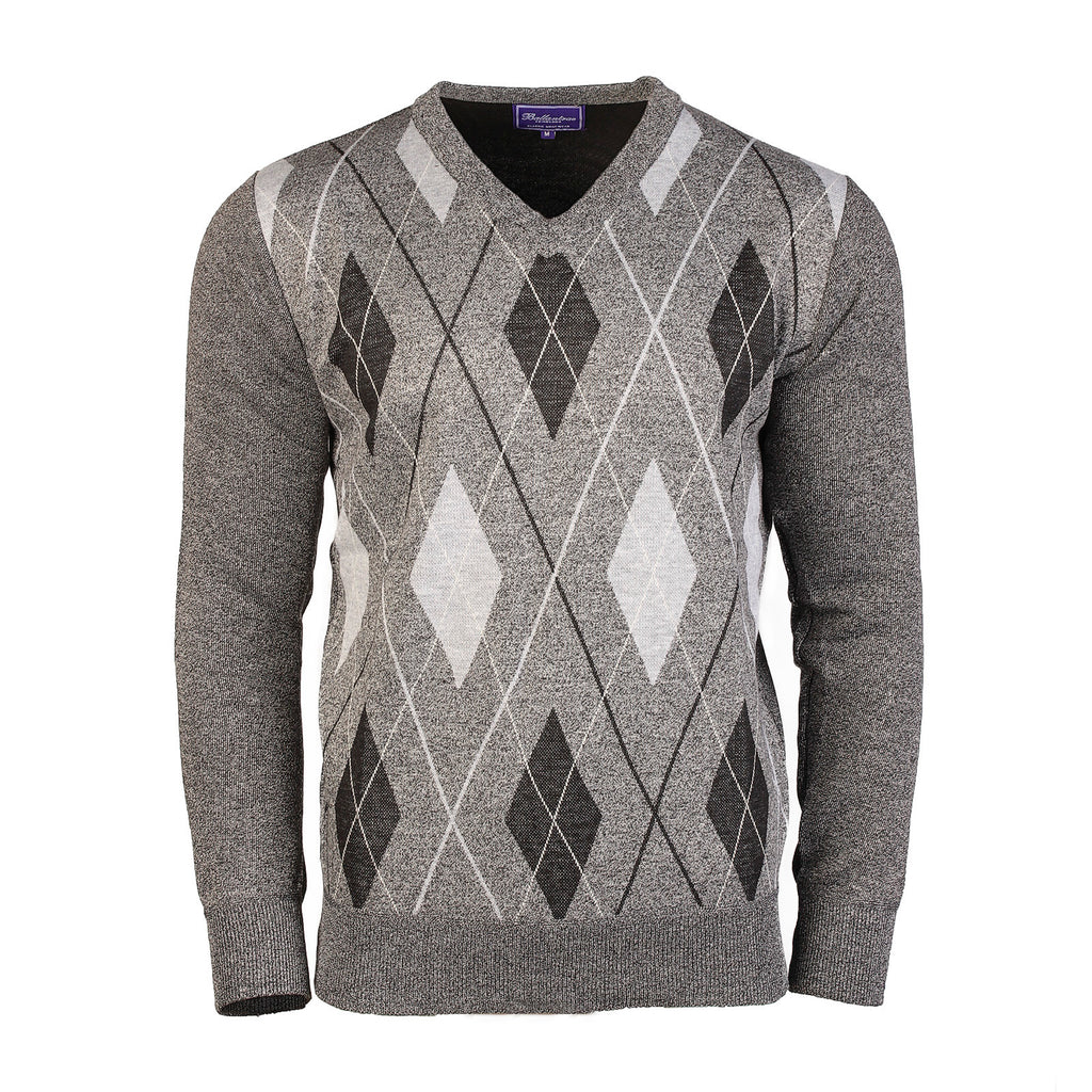 Men's Argyle Ballantrae Jumper  Light Grey Melange