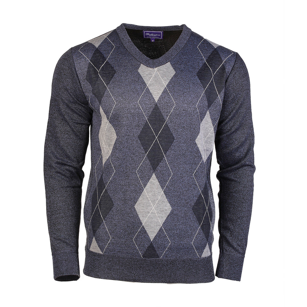 Men's Argyle Ballantrae Jumper  Blue Melange