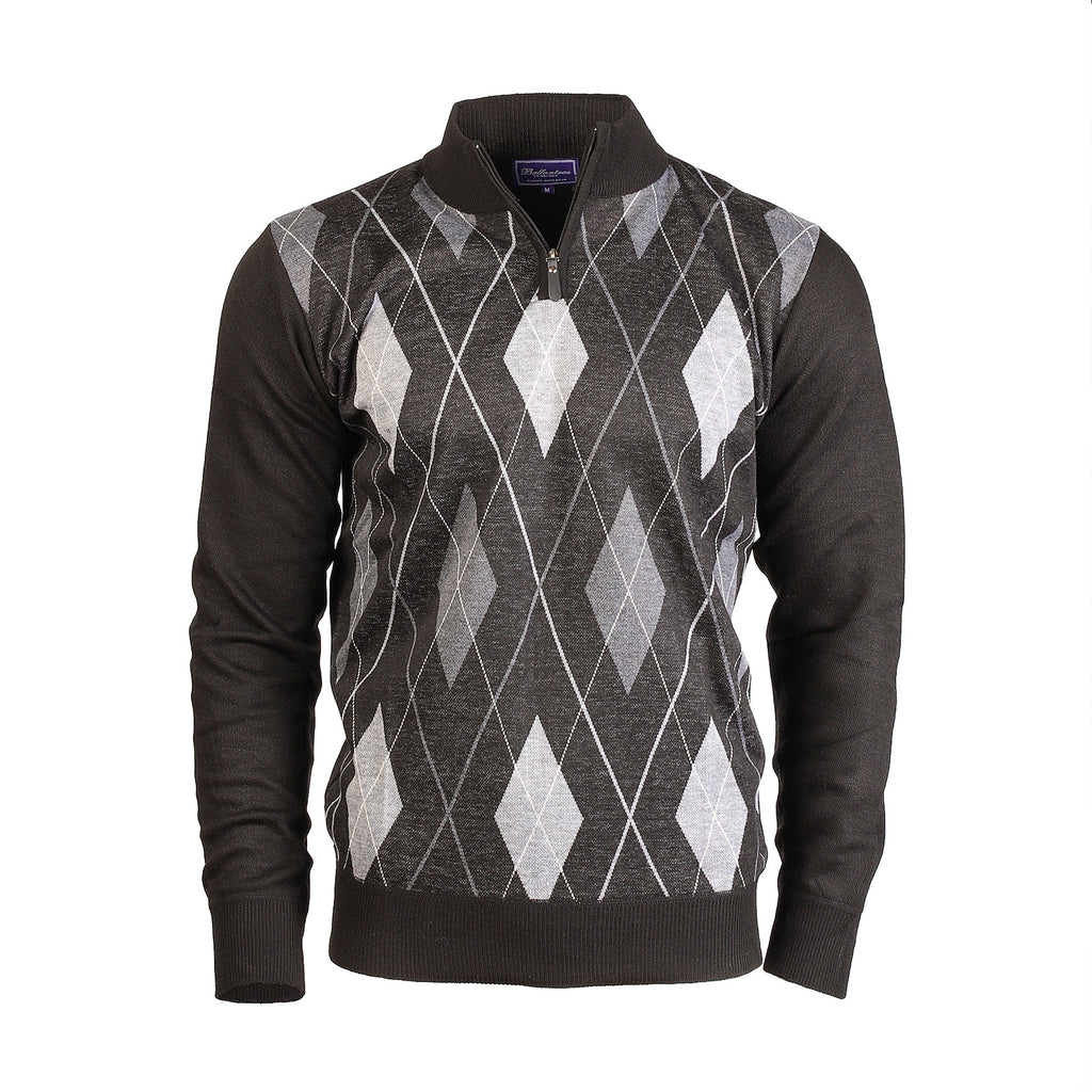 Men's Argyle Ballantrae Jumper Half Zip  Black