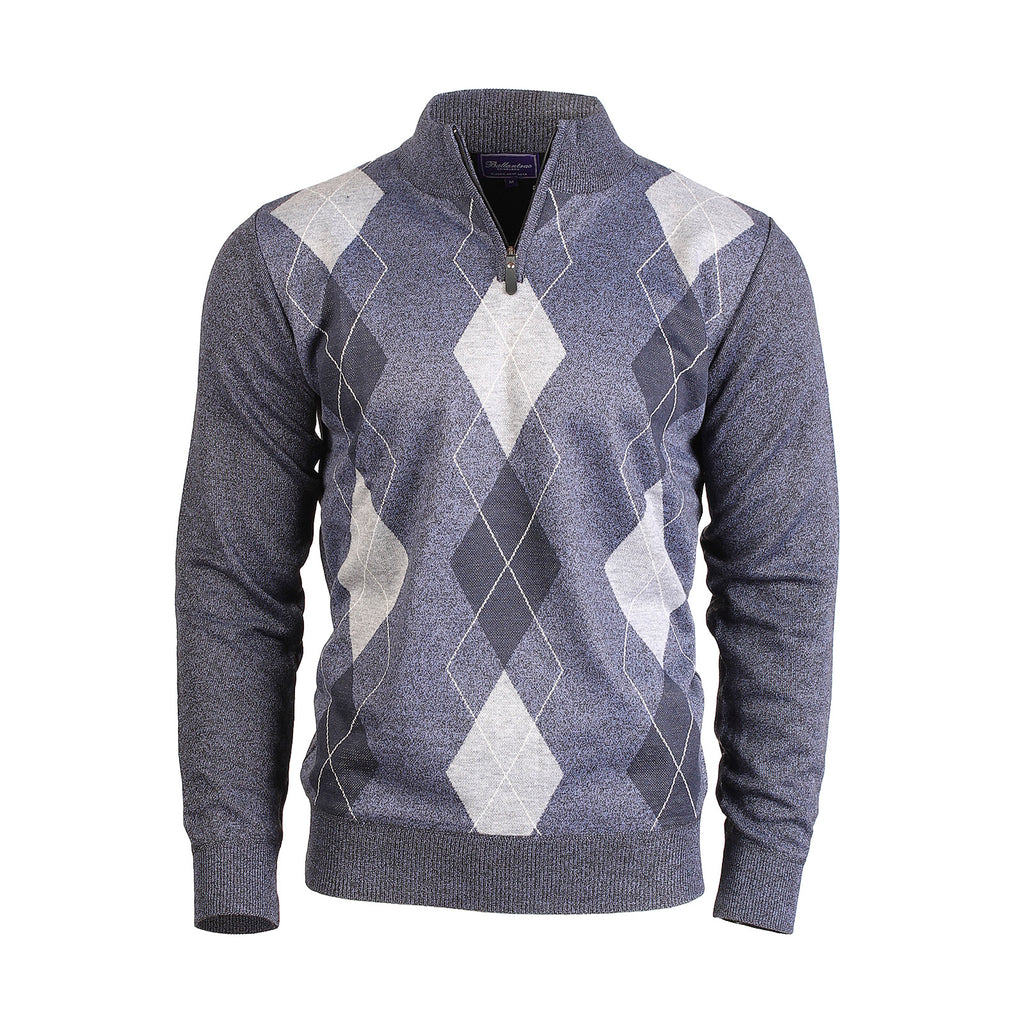 Men's Argyle Ballantrae Jumper Half Zip  Blue Melange