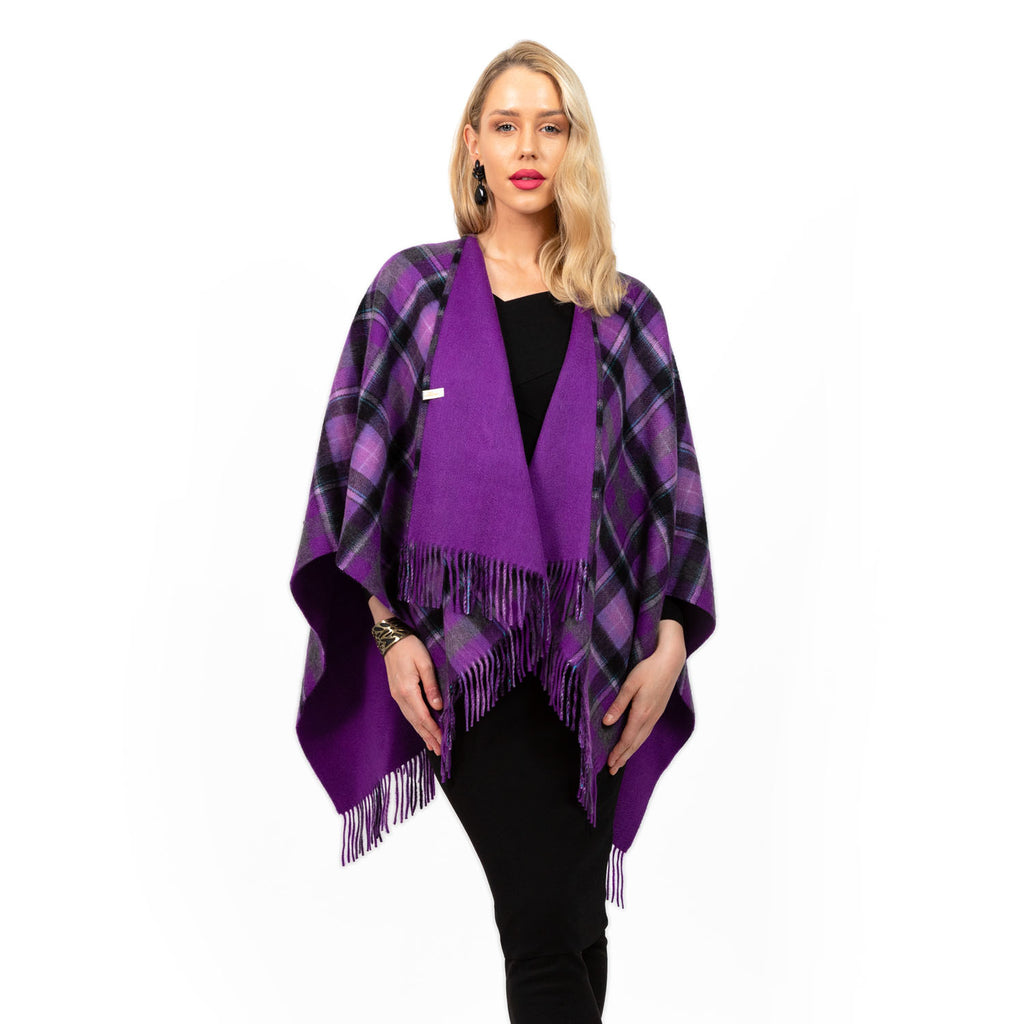 Dunedin Cashmere Double Sided Mini Cape  Bruce-Purple Grey/Purple