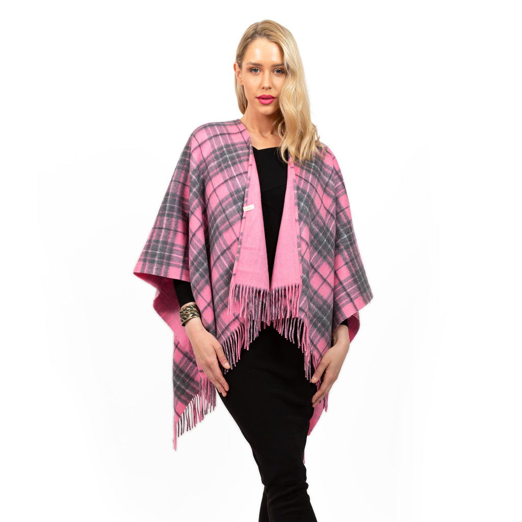 Dunedin Cashmere Double Sided Mini Cape  Gresham-Pink Derby/Pink