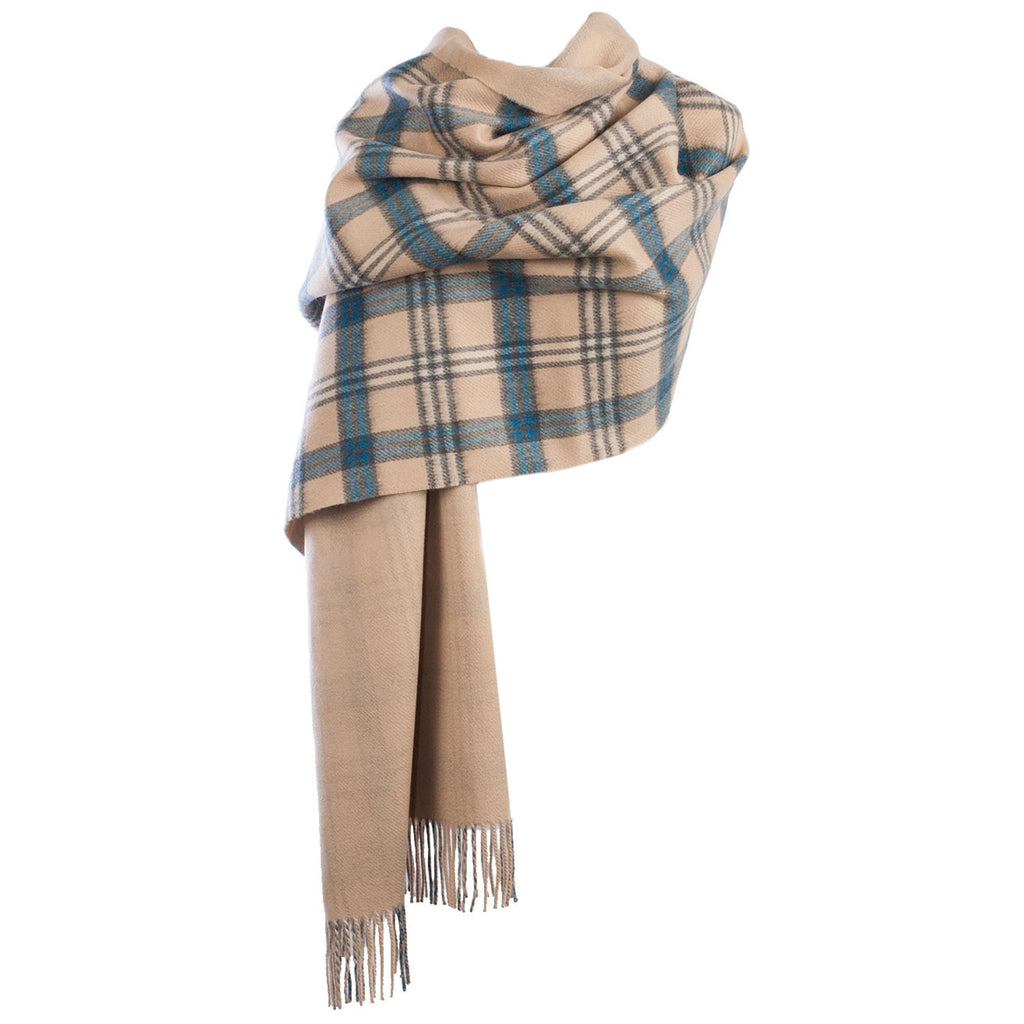 Dunedin Cashmere Double Sided Stole  Montgomery Blue/Camel