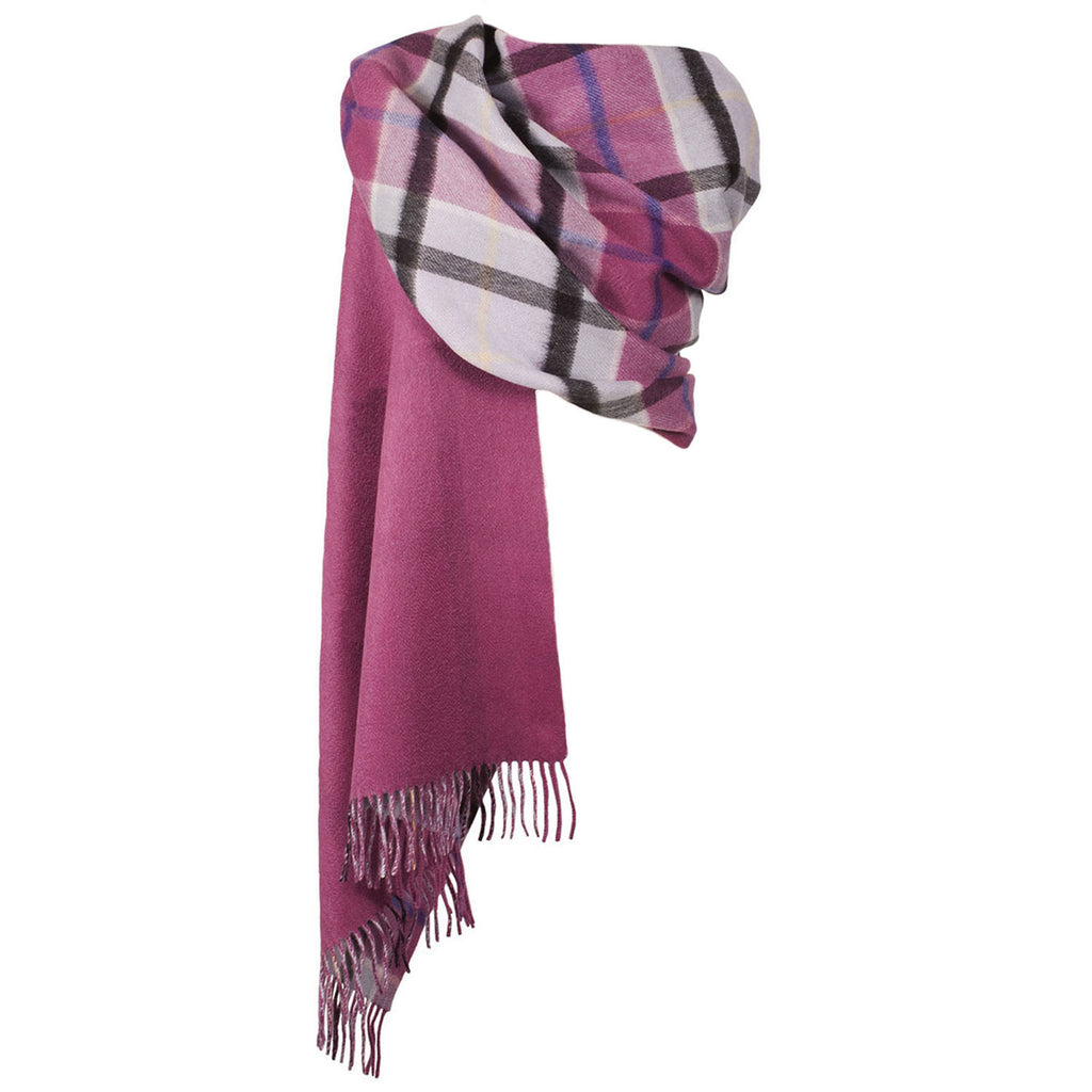 Dunedin Cashmere Double Sided Big Check  Aston-Opal Coulis/Pink