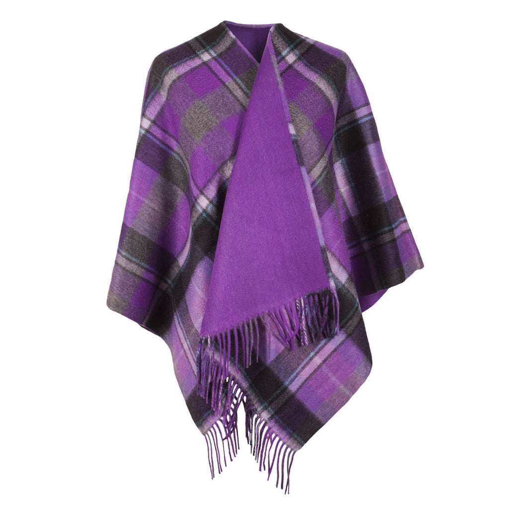 Dunedin Cashmere Double Sided Bug Check  Bruce-Purple Grey/Purple