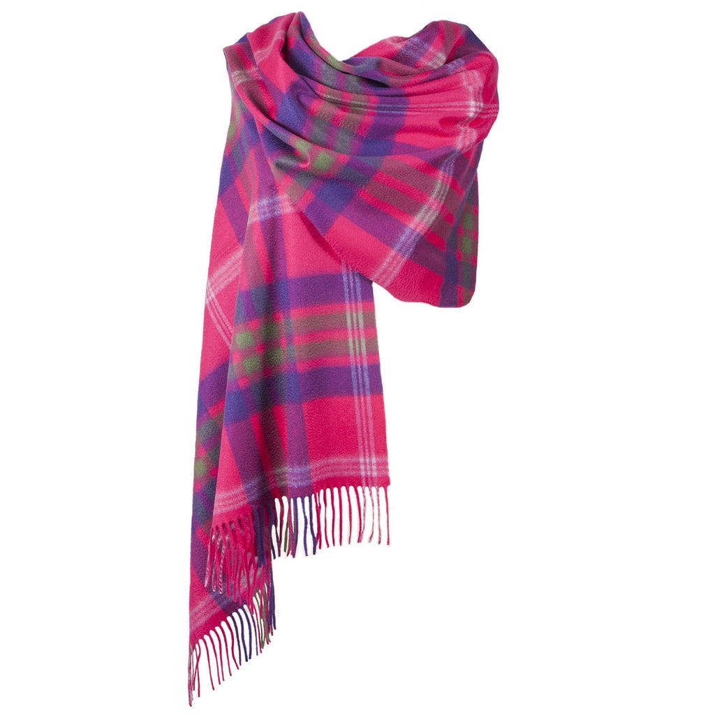 Dunedin Cashmere Big Check Stole  Taransay/Pink