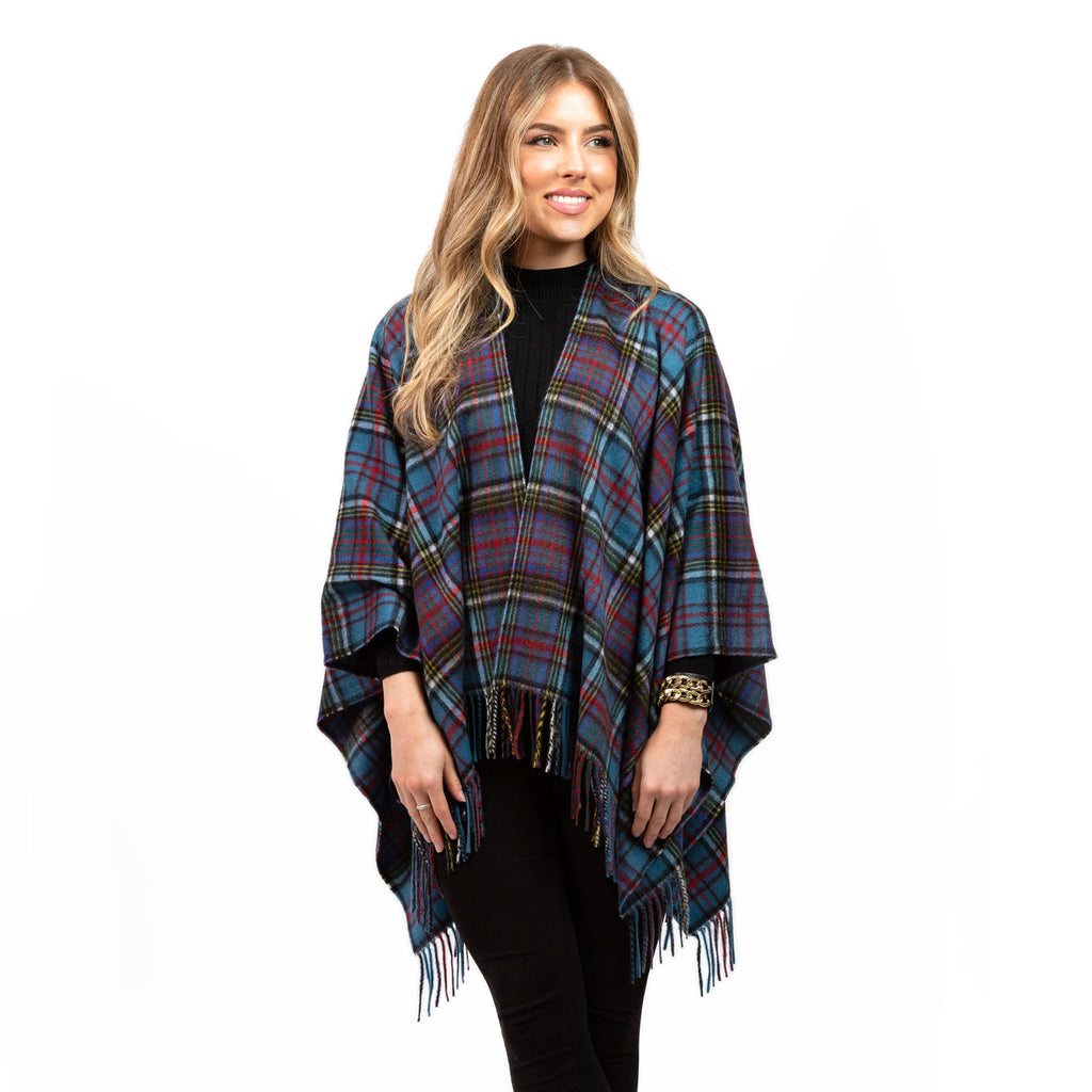 Dunedin Cashmere Big Check Mini Cape  Anderson