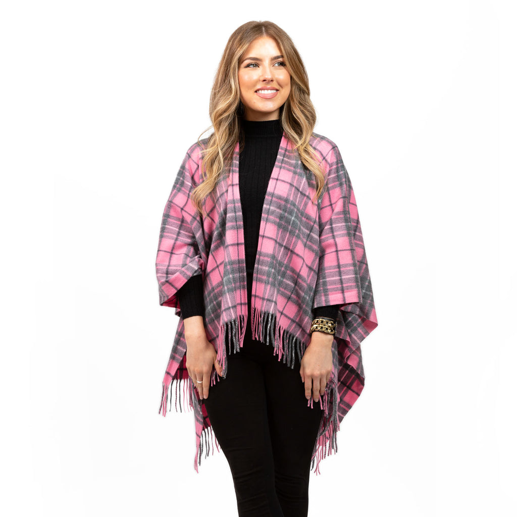 Dunedin Cashmere Big Check Mini Cape  Gresham/Pink-Derby