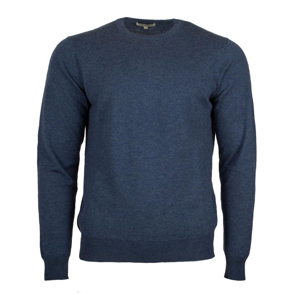 100% Merino Gents Crew Neck Sweater Denim