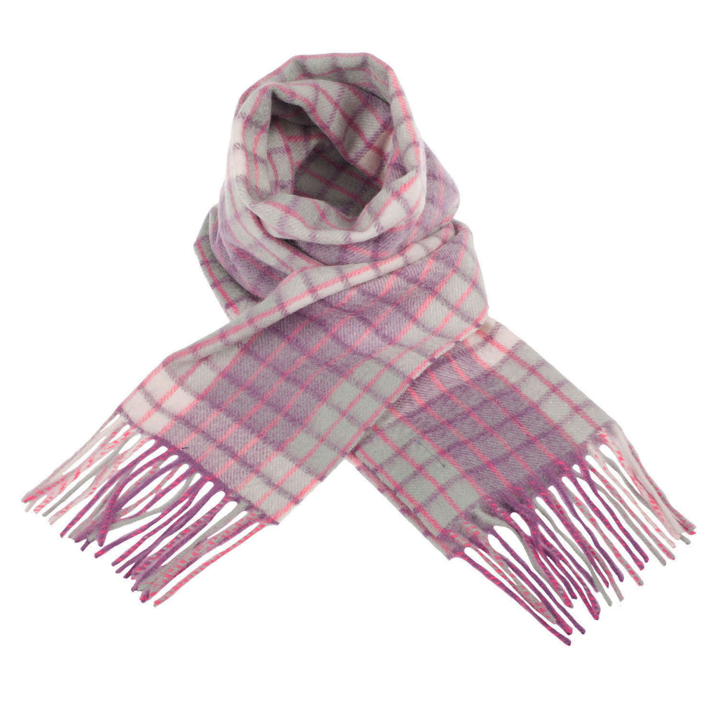 New Blue Label Edinburgh Cashmere Scarf  Highlight Chequer - Purple/Green