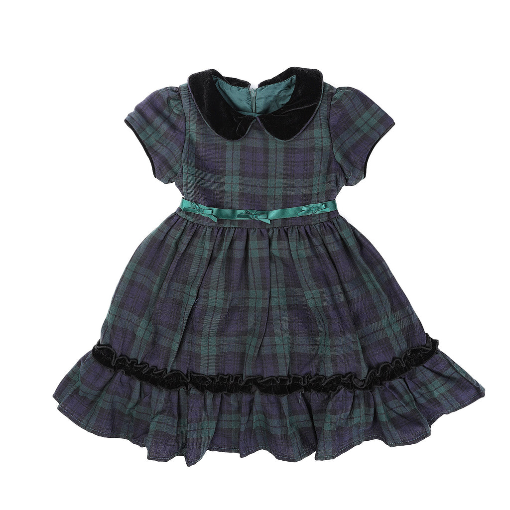 Girls Full Body Tartan Dress Black Watch