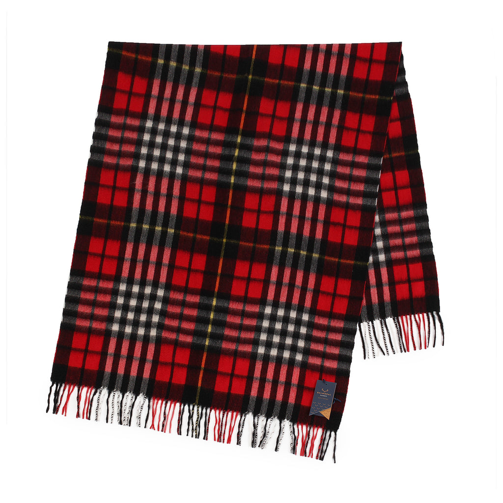 Balmoral 100% Cashmere Woven Stole Red Check Gbr32 A1