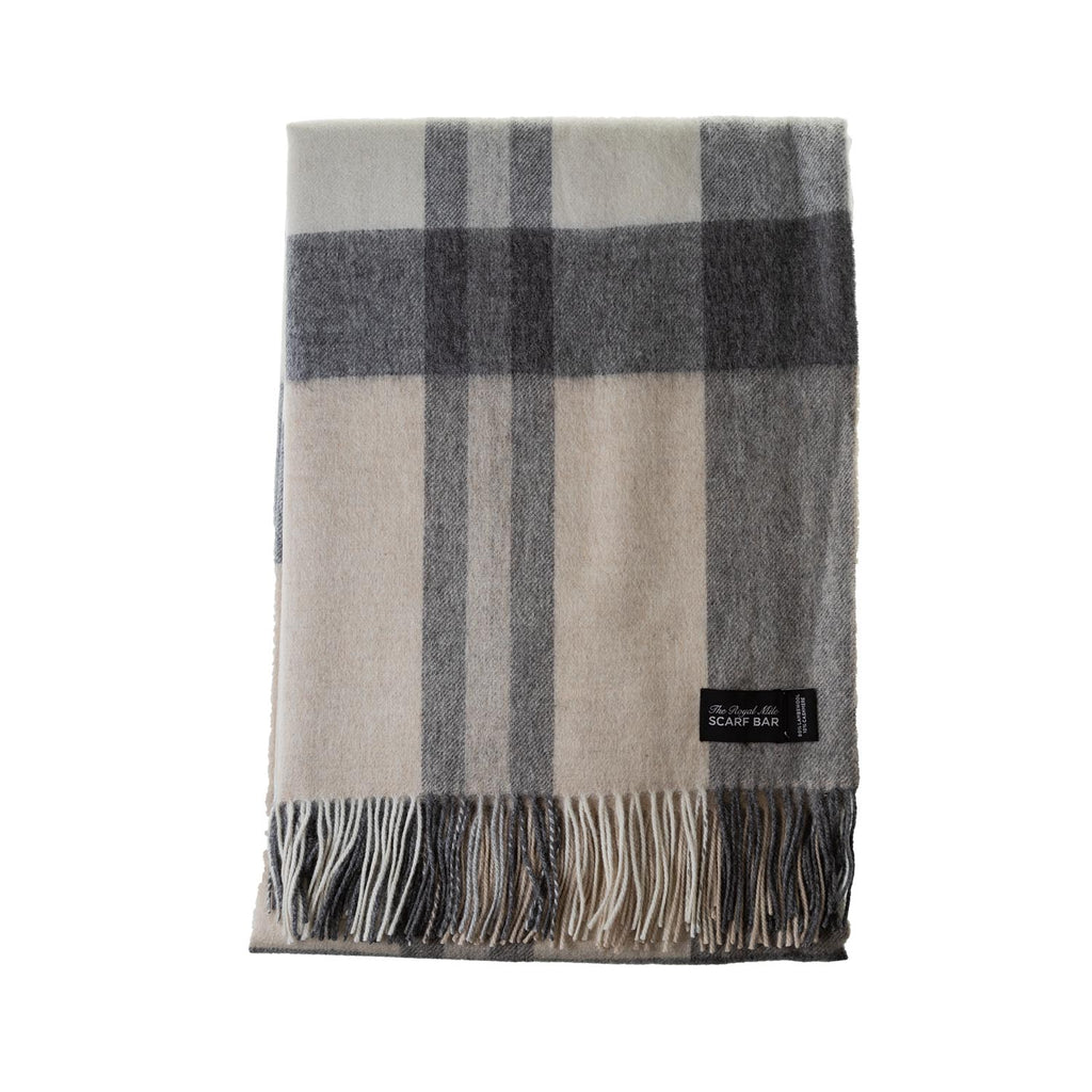 Chequer Cashmere Blend Blanket  Exploded Natural