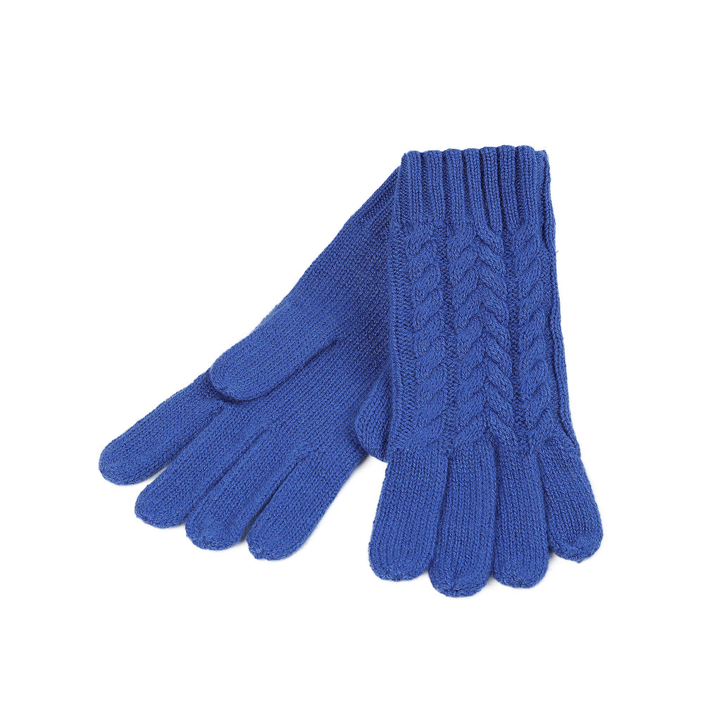 100% Cashmere Ladies Cable Glove Cornflower