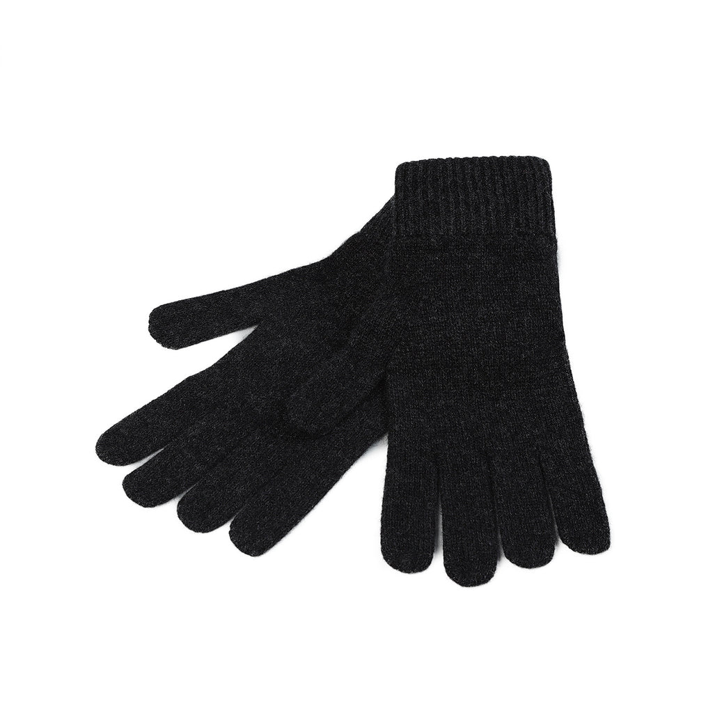 100% Cashmere Plain Glove Gents Charcoal