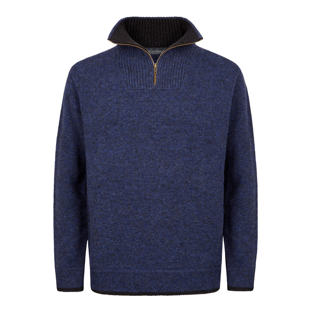 Mens Knitted Half Zip Pullover Navy