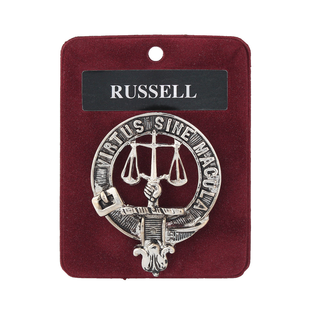 Art Pewter Clan Badge 1.75" Russell