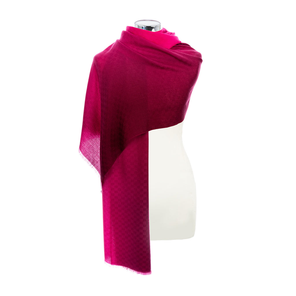 Dip Dye Damier Cashmere Stole  Fuchsia