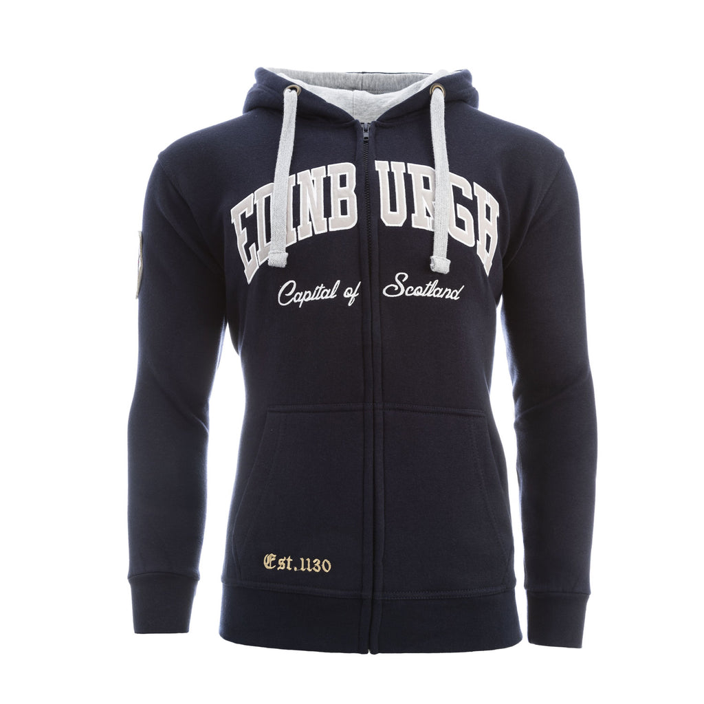 Edinburgh Zipped Hooded Sweatshirt Navy/Grey