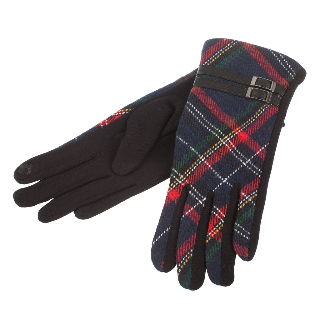 Ladies Tartan Buckle Gloves