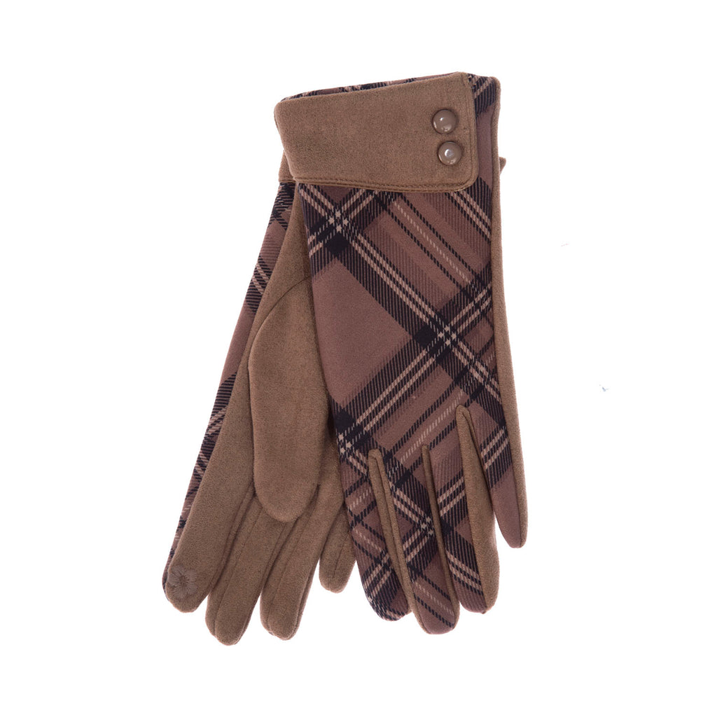 Tartan Moleskin Button Cuff Glove