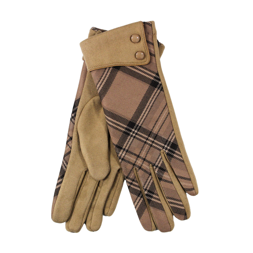 Tartan Moleskin Button Cuff Glove