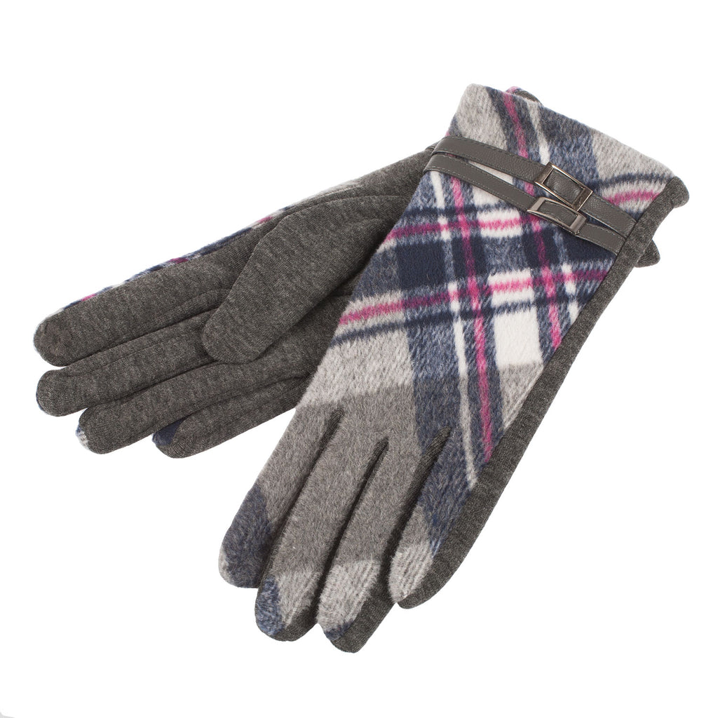 Ladies Tartan Buckle Gloves