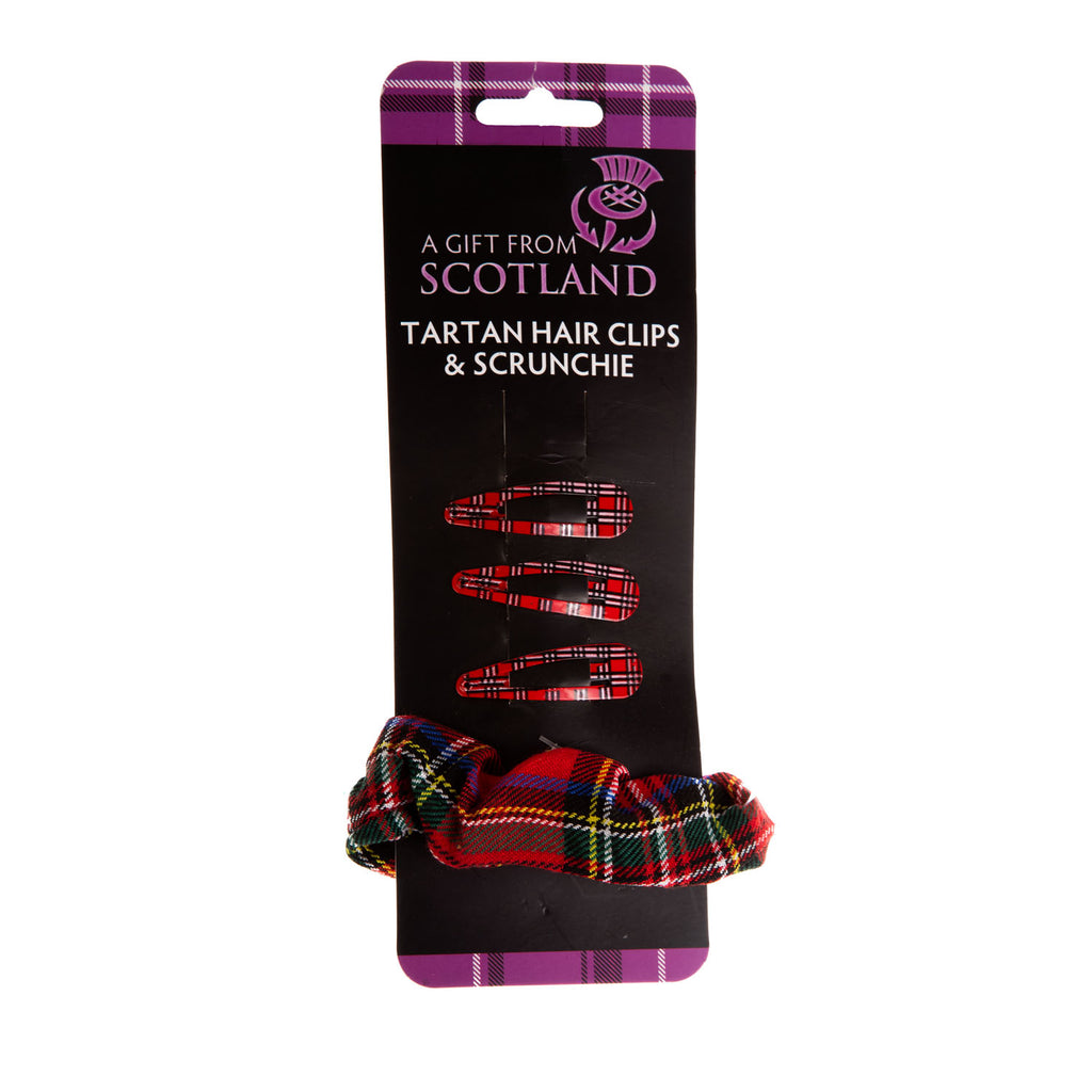Tartan Hair Accessories Scrunchy/4 Clips