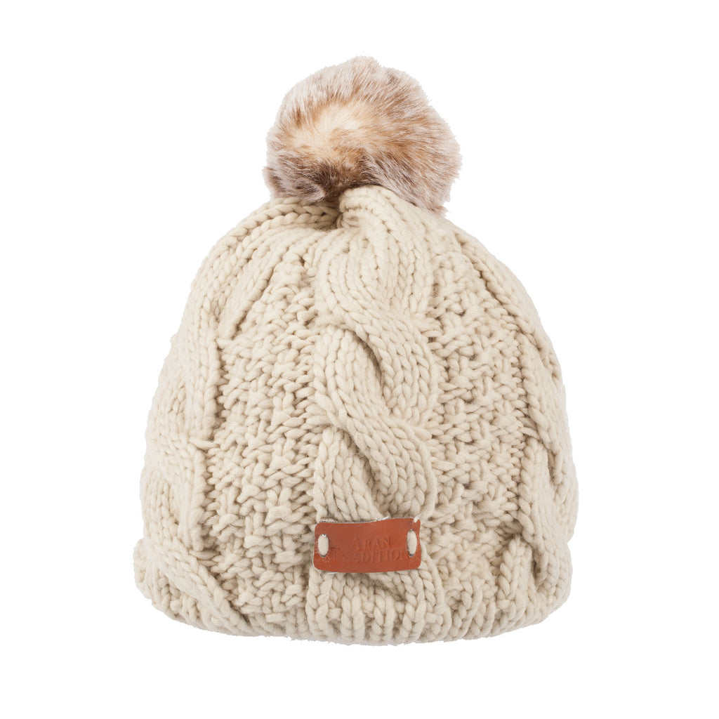 Cable Knitted Pom Pom Beanie