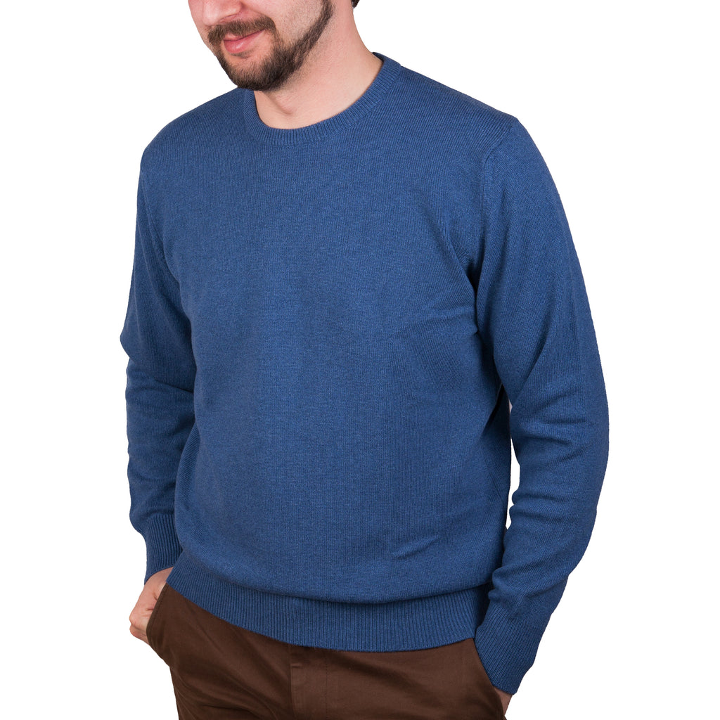 Men's Hawick Knitwear Round Neck 100% C  Soft Denim