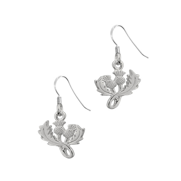 Scottish Thistle Silver Drop Earrings