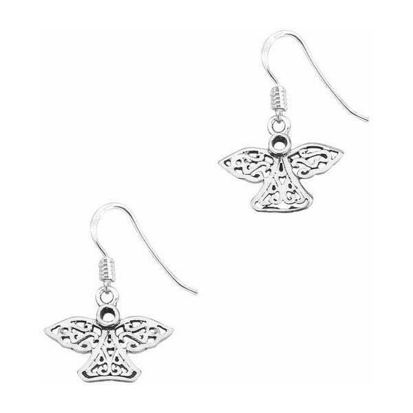 Celtic Angel Silver Drop Earrings